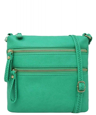 Double Zip Fashion Crossbody Bag WU085 TURQUIOSE